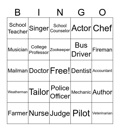 Job Bingo Card