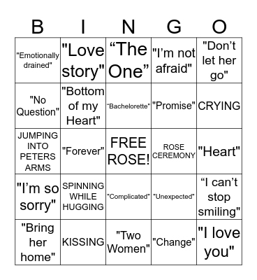 BACHELOR RINGO  Bingo Card