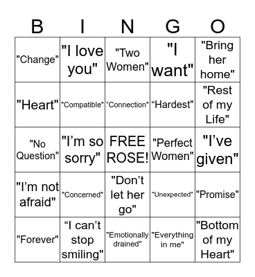 BACHELOR RINGO  Bingo Card