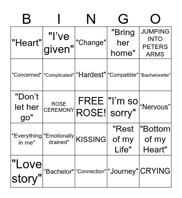 BACHELOR RINGO  Bingo Card