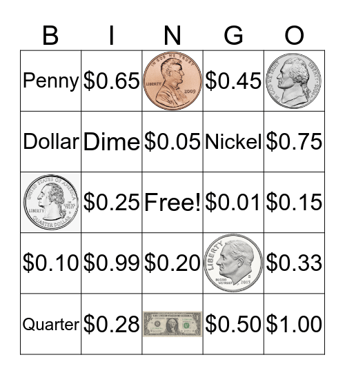 Money Bingo Card