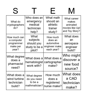Science Buddies Bingo! Bingo Card