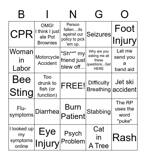 Type Code Bingo Card