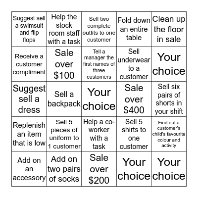 Sales Wizard Bingo Card
