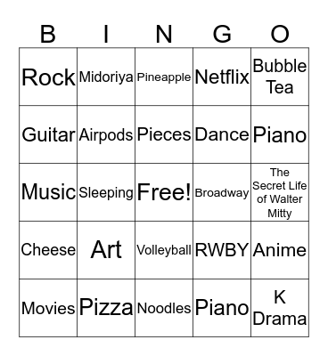 Anyaa Birthday Bash Bingo Card
