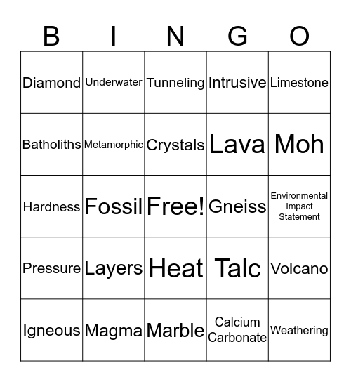 Earth & Space Bingo Card