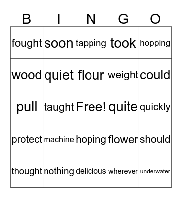 Fun With Words Bingo Card