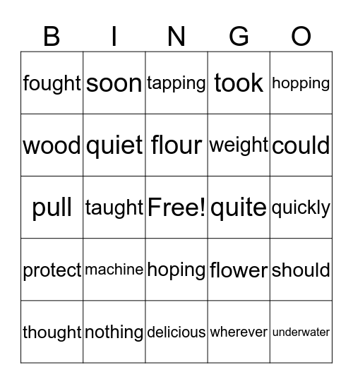 Fun With Words Bingo Card