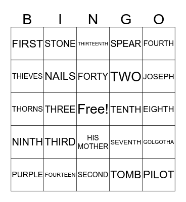 STATIONS OF THE CROSS Bingo Card