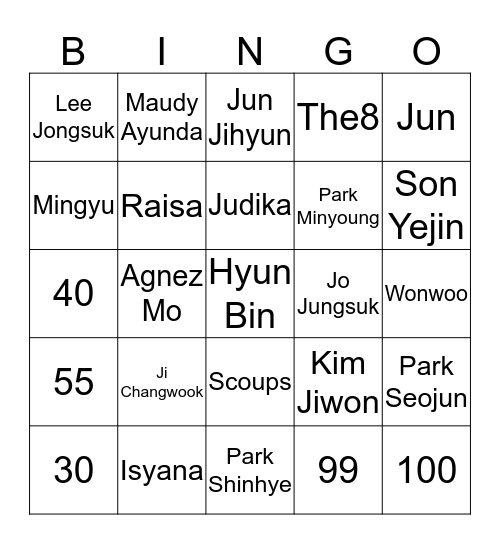 BINGO w/ admin Seungho Bingo Card