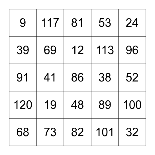 Bling Bingo Card