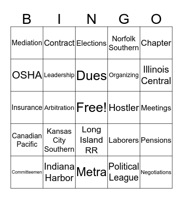 NCFO SEIU 32BJ Bingo Card