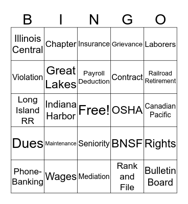 NFCO B-I-N-G-O Bingo Card