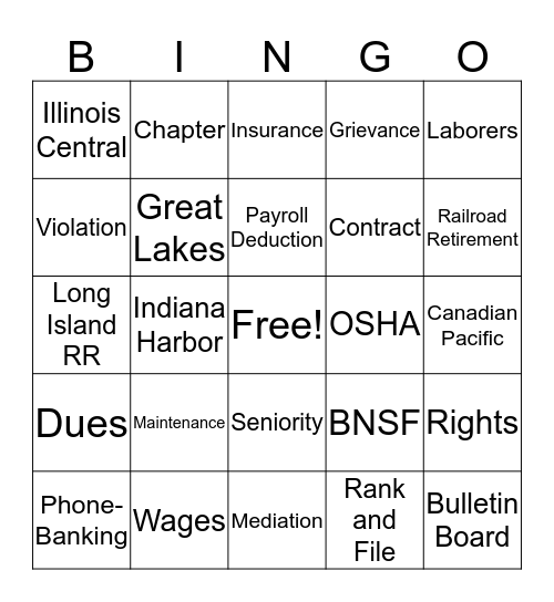 NFCO B-I-N-G-O Bingo Card