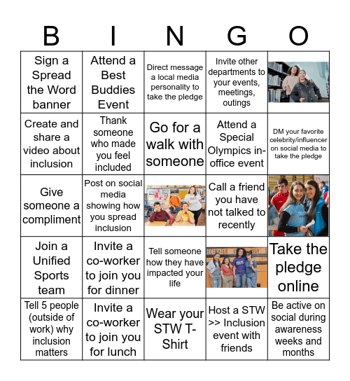 Spread the Word >> Inclusion Bingo Card