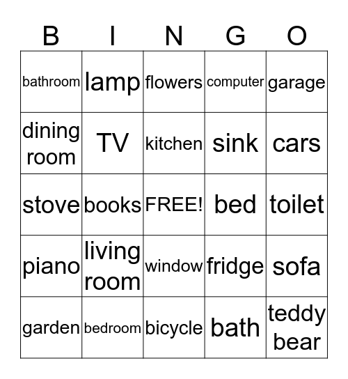 IN MY HOUSE Bingo Card