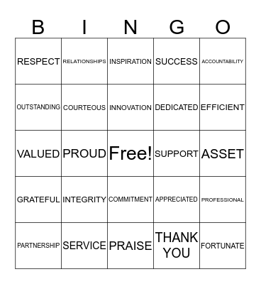 EMPLOYEE APPRECIATION Bingo Card