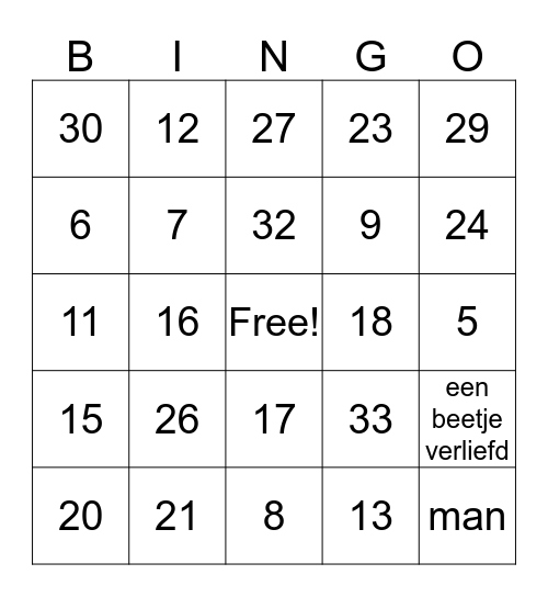 muzikale bingo Card