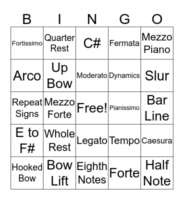 Music Terms & Symbols Bingo Card