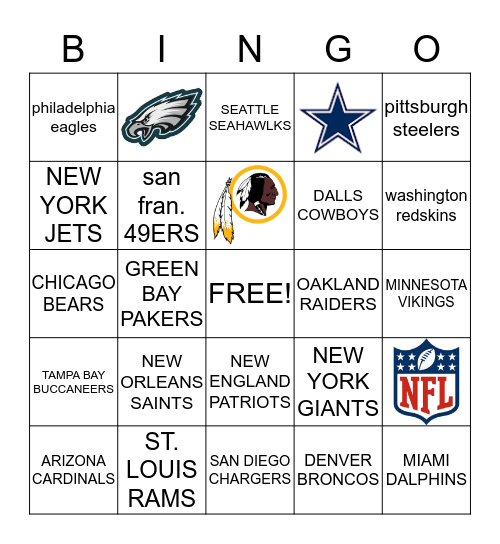 NFL  Bingo Card