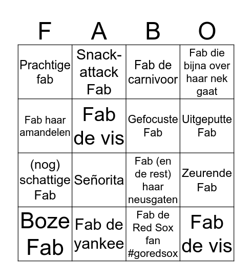 FABO Bingo Card
