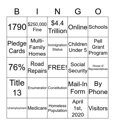 Census Bingo Card