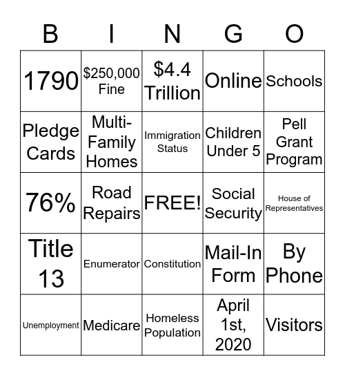 Census Bingo Card