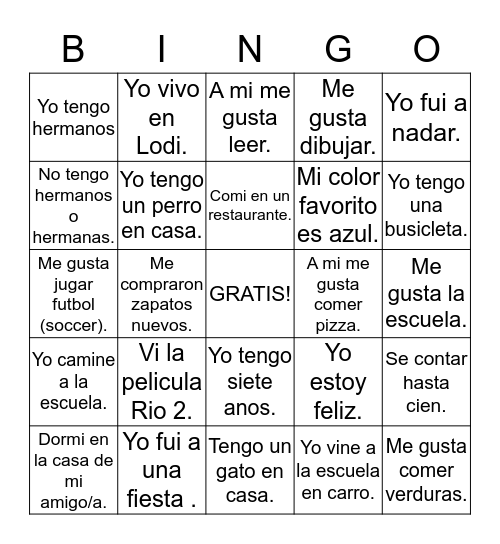 AMIGOS DE SEGUNDO GRADO Bingo Card