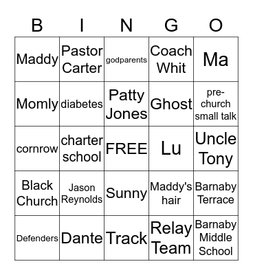 PATINA Bingo Card