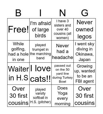 Meet & Greet BINGO!!! :) Bingo Card
