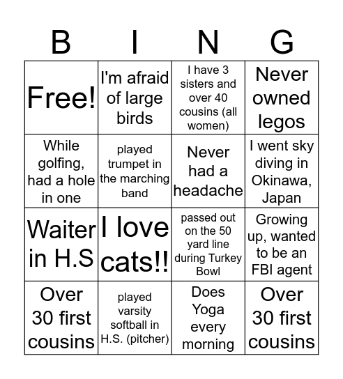 Meet & Greet BINGO!!! :) Bingo Card