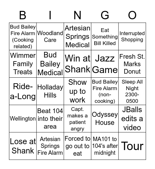 Station 101 Bingo Card