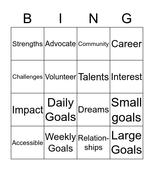 Job Readiness BINGO Module #1 Bingo Card