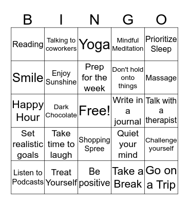 Mental Health Wellness Bingo Card