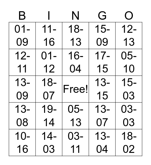 Cedar Lakes Bingo Card