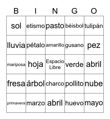 La Primavera BINGO Card