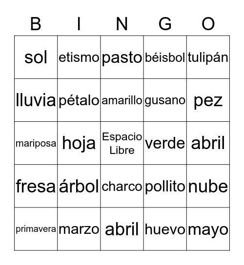 La Primavera BINGO Card