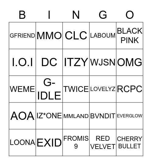 GIRLGROUP 3RD GEN Bingo Card