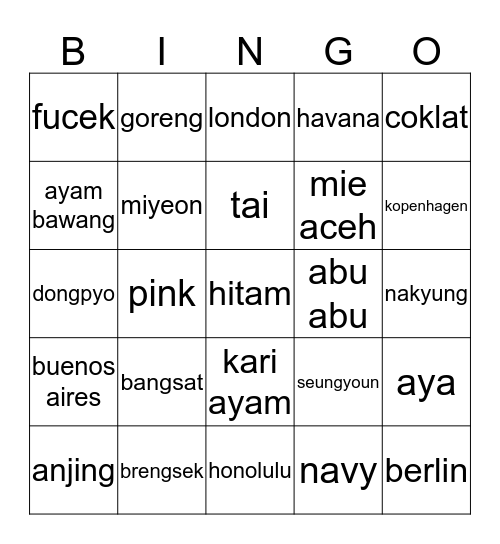 Dongpyo Bingo Card