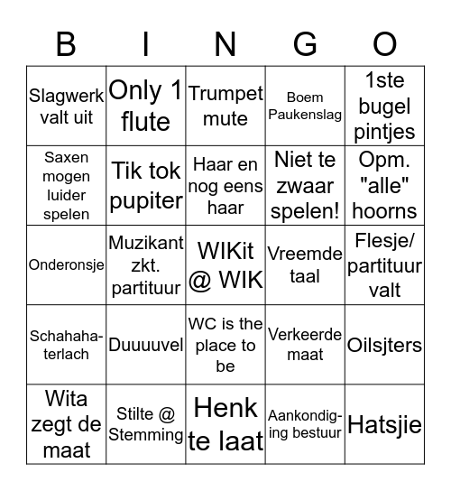 Bingo @ WIK Bingo Card