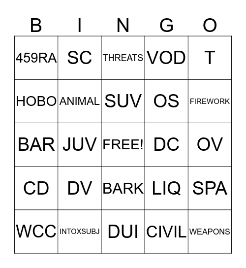 Dispatch Bingo Card