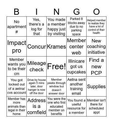 community health services Bingo Card