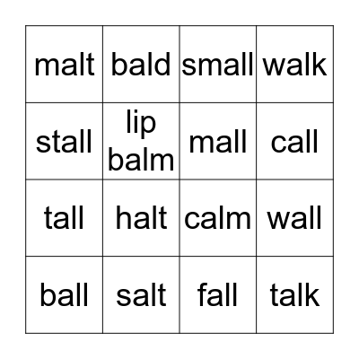 all/ al Bingo Card