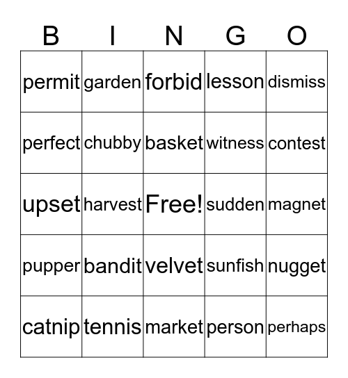 VC/CV Bingo Card