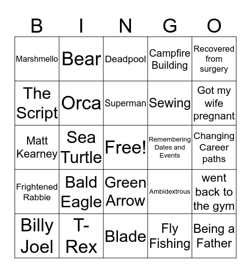 Getting To Know You Bingo Card