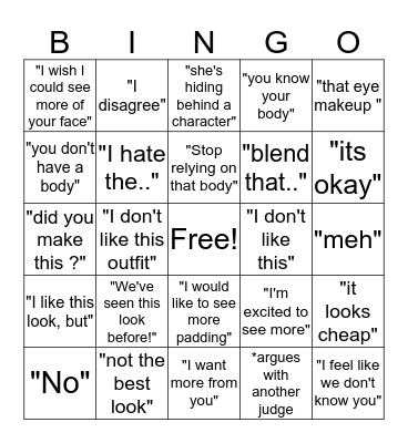 Drag Race Michelle Visage Quotes Bingo Card