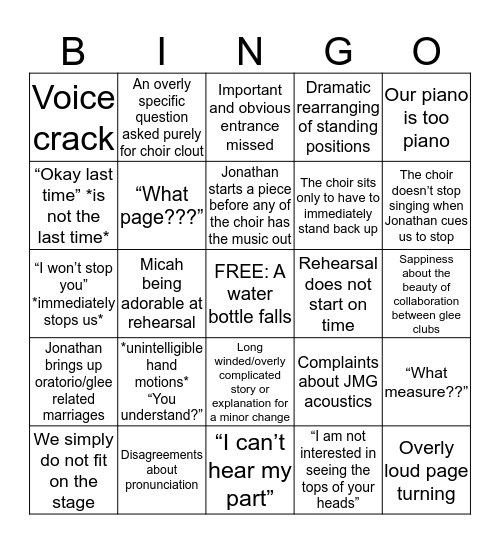 Oratororioriroirirooorio Bingo Card