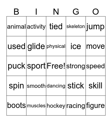 Fun on Ice Bingo Card