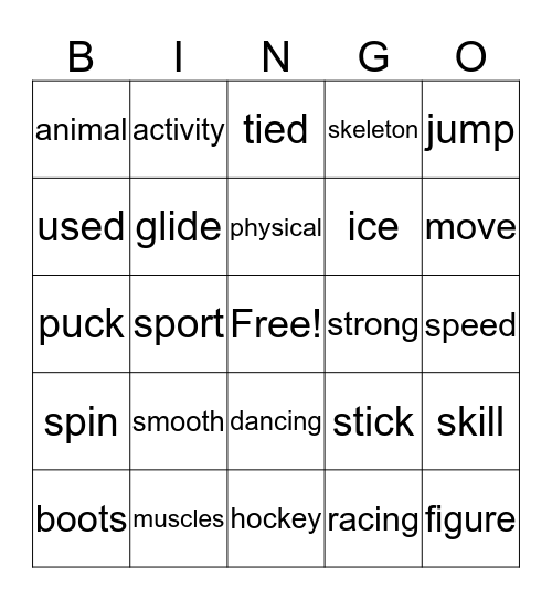 Fun on Ice Bingo Card