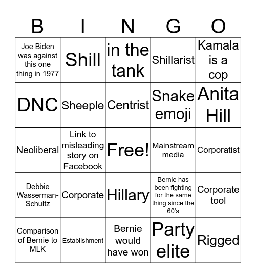 BERNIE LOST BINGO   Bingo Card